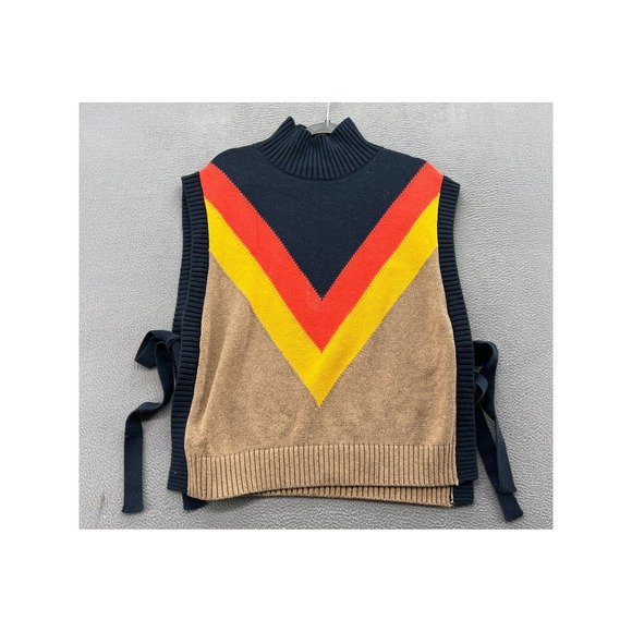 Maeve by Anthropologie Sweaters - Maeve Anthropologie Colorblock Chevron Tie Side Sweater Vest Navy Tan XS/S